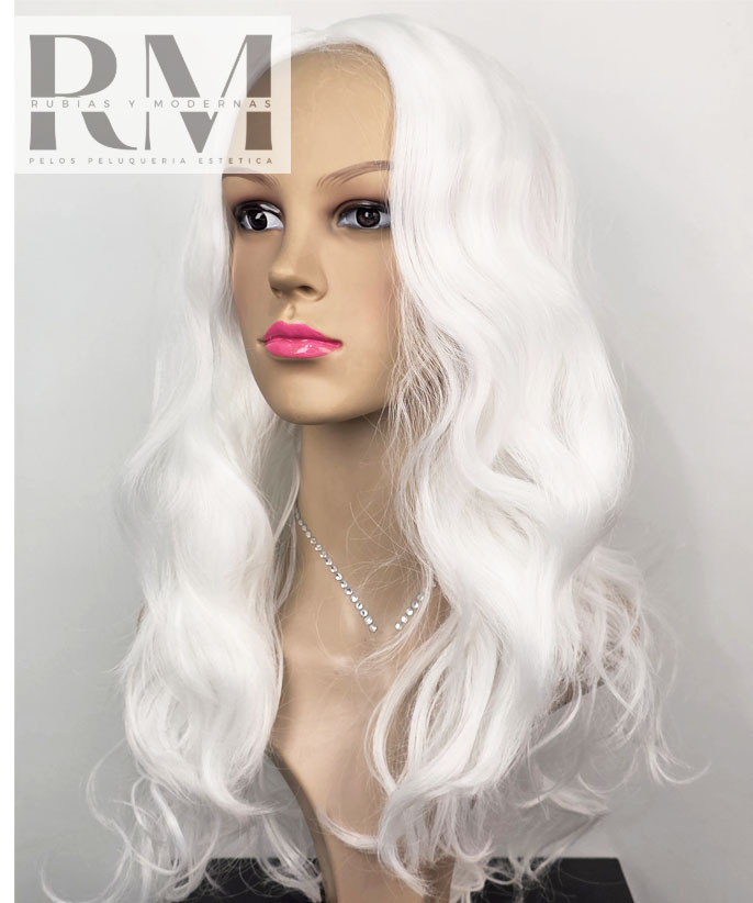 PELUCA SINTETICA LARGA BLANCA
