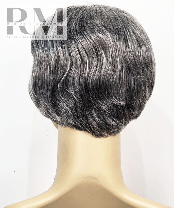PELUCA CORTA SINTETICA CANOSA OSCURA - Imagen 2
