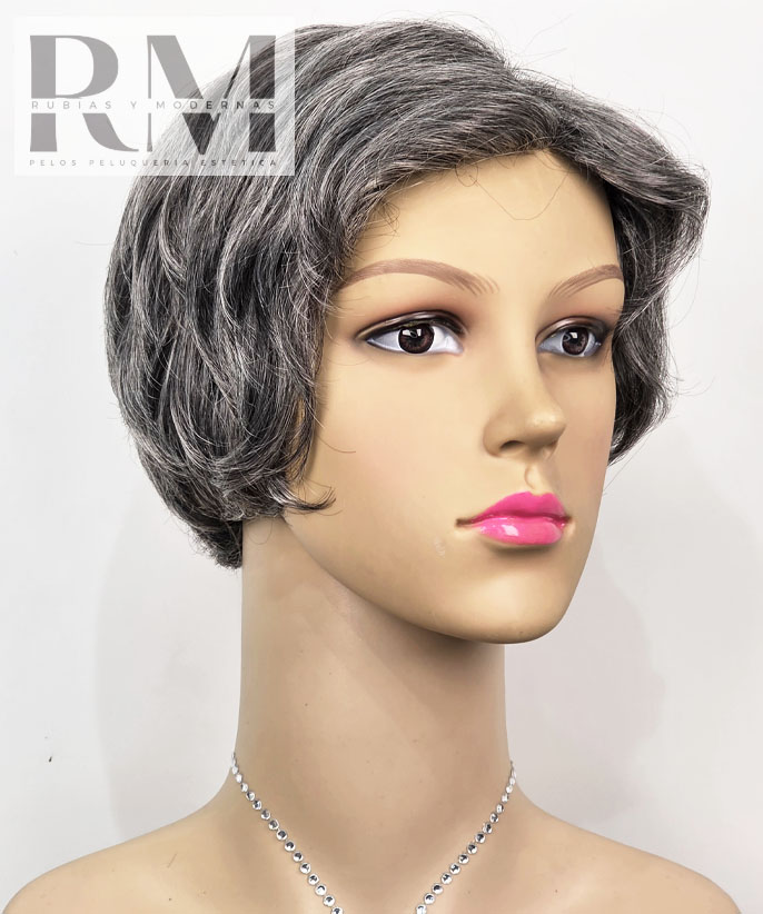 PELUCA CORTA SINTETICA CANOSA OSCURA - Imagen 3