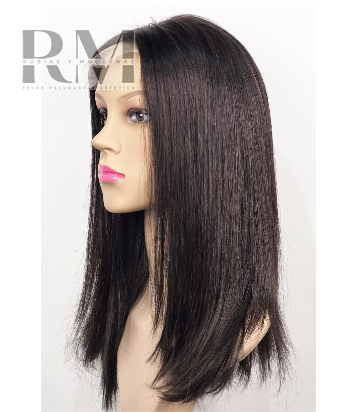 Peluca Natural Fabricada Pelo Humano Virgen de personas 40 cms color Natural - Imagen 2