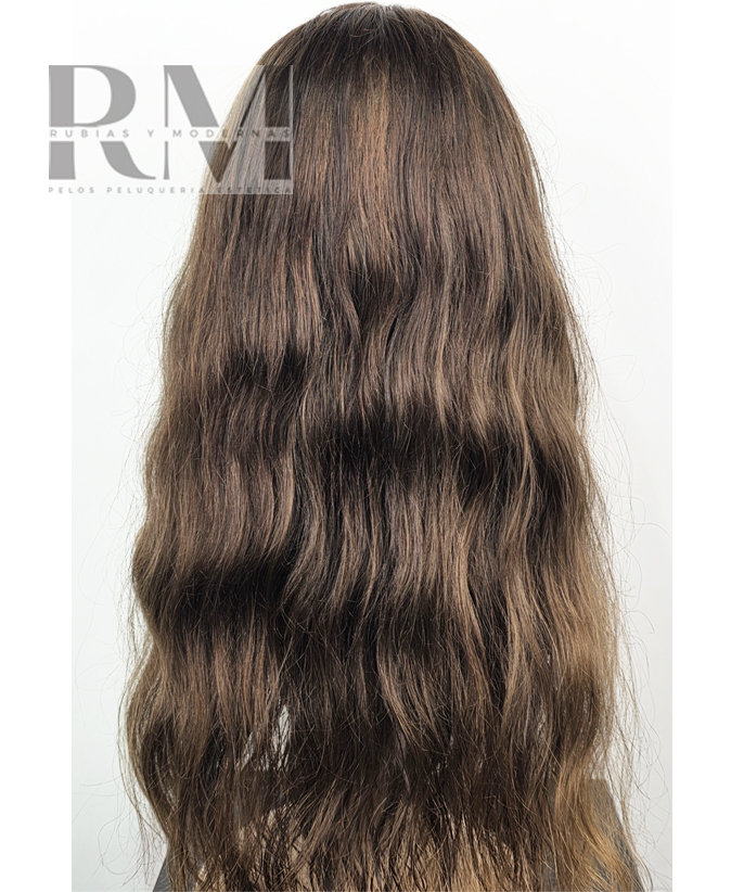 Peluca Natural Fabricada Pelo Humano Virgen chocolate de personas 70 cms color Natural - Imagen 3