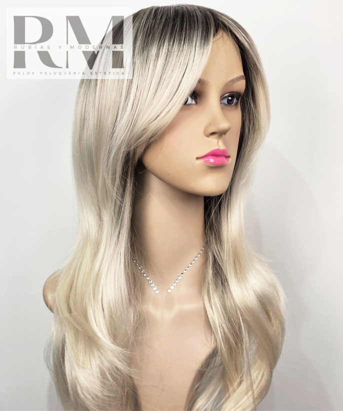 PELUCA SINTETICA LARGA PLATINADA DEGRADES - Imagen 2