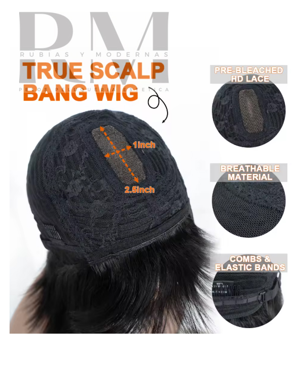 Peluca Natural Castaña Oscura Corte Bob 40 cms - Imagen 2