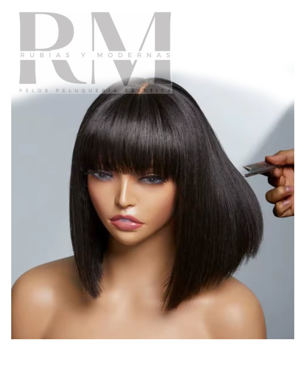 Peluca Natural Castaña Oscura Corte Bob 40 cms - Imagen 3